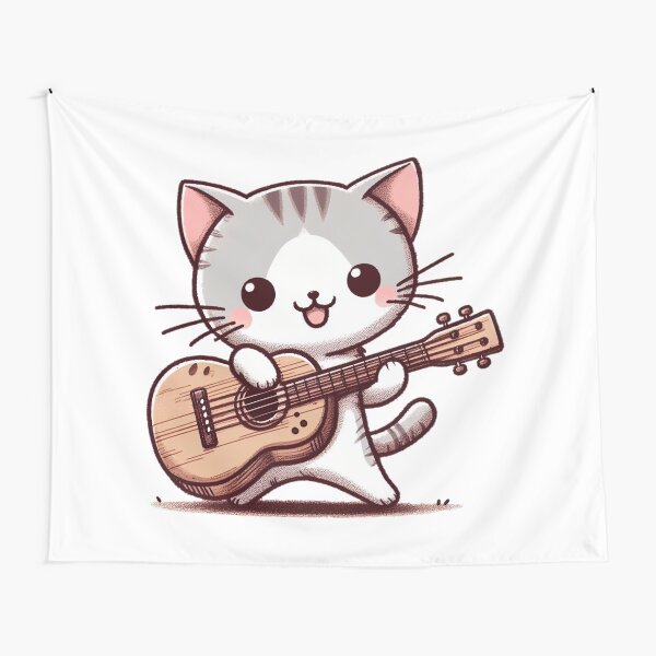 Artikel-Vorschau von Eine süße Katze, die Gitarre spielt und zeichnet, designt und verkauft von Buy  Daddy⭐.