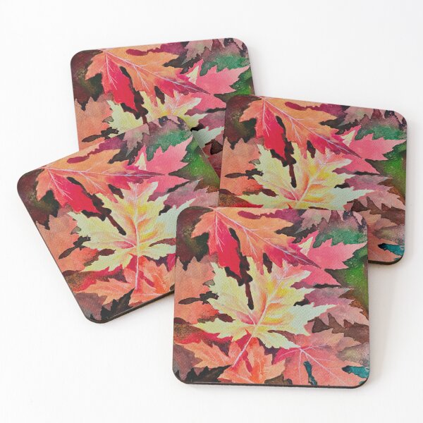Item preview, Colorful Autumn leaves fall lovers watercolor art designed and sold by Shadesandcolor.