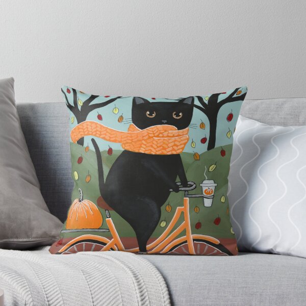 Item preview, Black Cat Autumn Bicycle Ride designed and sold by KilkennyCat Art.