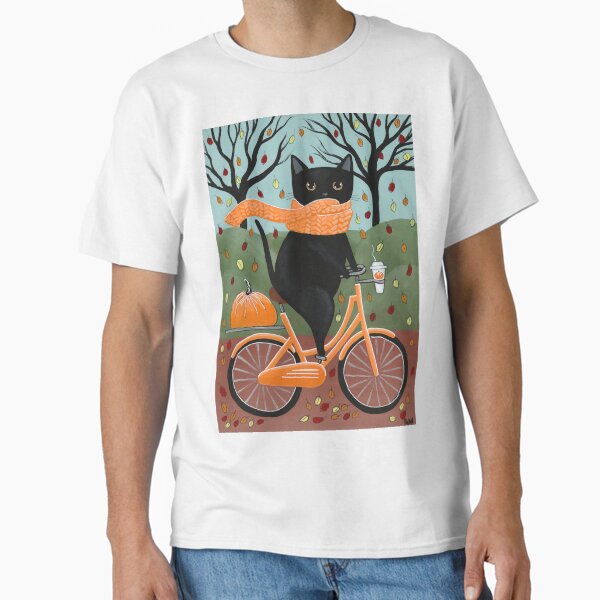 Item preview, Black Cat Autumn Bicycle Ride designed and sold by KilkennyCat Art.