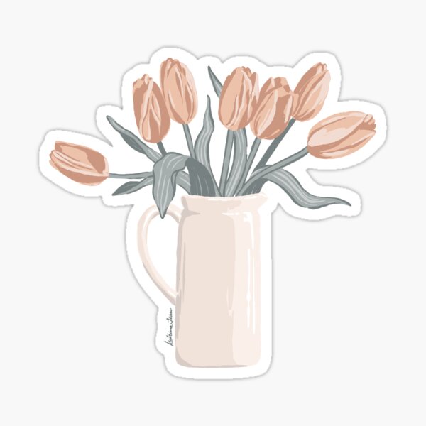Pink Tulips on Warm Grey Sticker