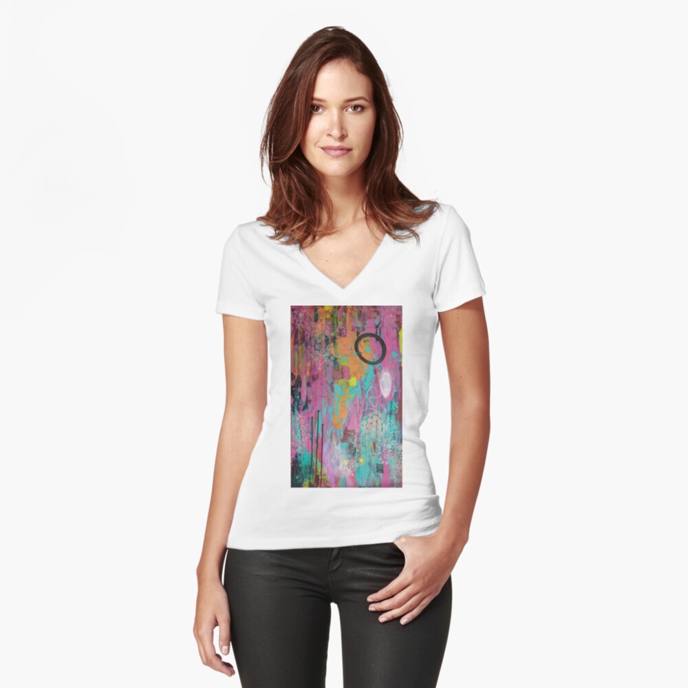 Item preview, Fitted V-Neck T-Shirt designed and sold by annasfunkyart.
