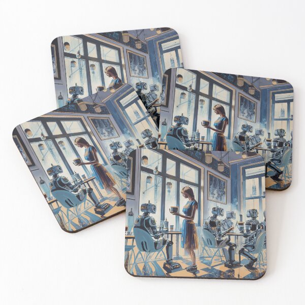Item preview, Robot Cafe: A Futuristic Artwork of Human-Robot Interaction designed and sold by Birdbum.