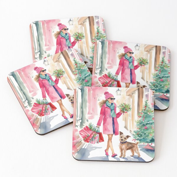 Item preview, Girl and her dog going Christmas shopping designed and sold by SophieClimaArt.