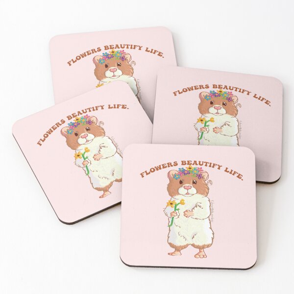 Item preview, Happy hamster with flowers, Flowers beautify life. designed and sold by gisselldrawn.