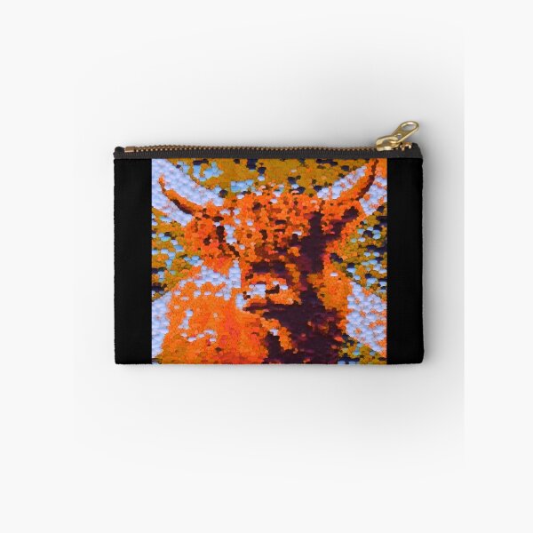 Item preview, Highland cow with the scottish flag, orange image, edited oil painting by Marina Daniluka designed and sold by MariDaniArt.