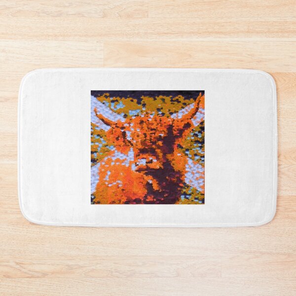 Item preview, Highland cow with the scottish flag, orange image, edited oil painting by Marina Daniluka designed and sold by MariDaniArt.