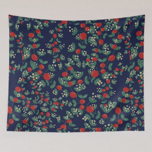 Item preview, December Warmer Vibes With Red Cherry: Dark Blue  designed and sold by Asmaa Abdul-Azim.