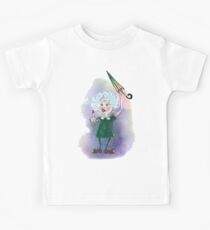 Furious old lady with umbrella Kids Tee