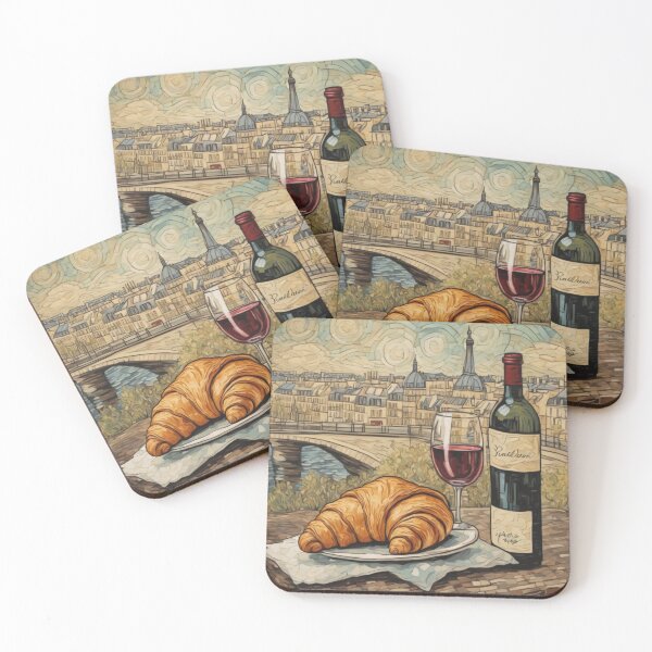 Item preview, Breakfast in Paris with wine, croissants and Eiffel Tower designed and sold by Arteque.