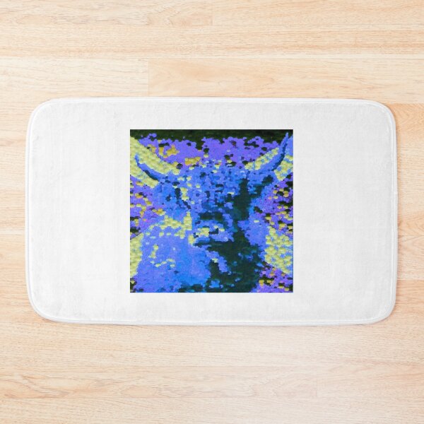 Item preview, Highland cow with the scottish flag, blue image, edited oil painting by Marina Daniluka designed and sold by MariDaniArt.
