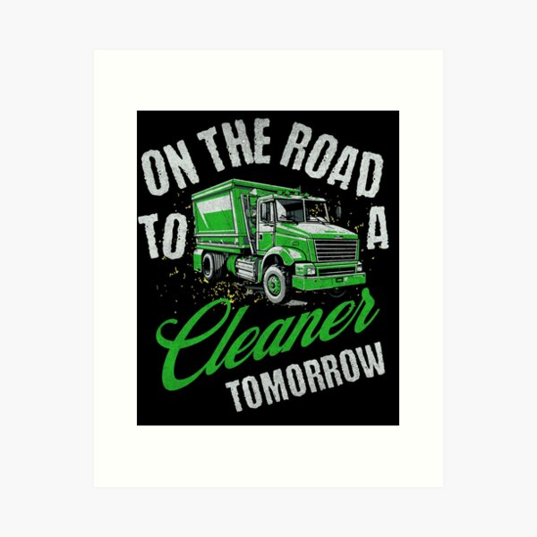 Item preview, On the road to a cleaner tomorrow garbage man retro vintage style designed and sold by HosvPrint .s.