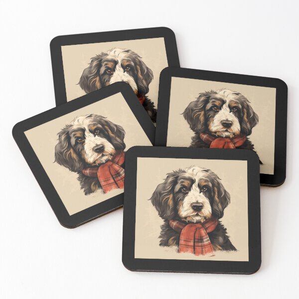 Item preview, Bernedoodle Christmas Plaid Watercolor designed and sold by rafaeltto.