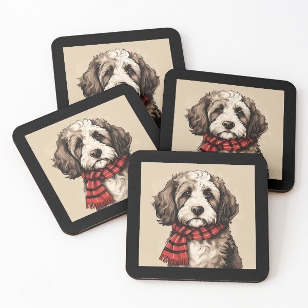 Item preview, Bernedoodle Christmas Plaid Watercolor designed and sold by rafaeltto.