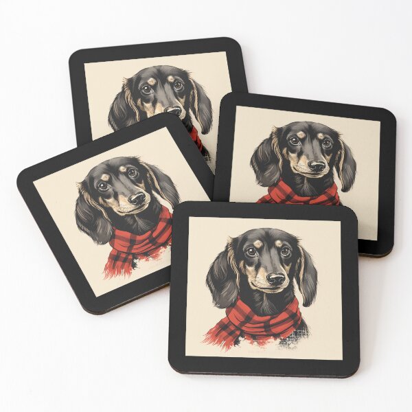 Item preview, Black and Cream Dachshund Christmas Plaid Watercolor designed and sold by rafaeltto.