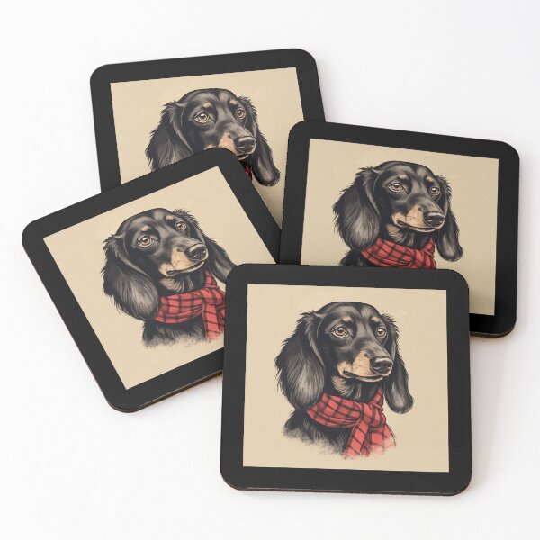 Item preview, Black and Cream Dachshund Christmas Plaid Watercolor designed and sold by rafaeltto.