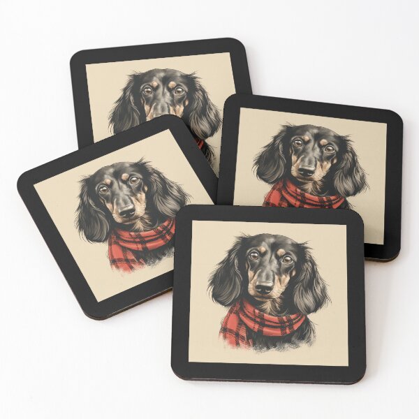 Item preview, Black and Cream Dachshund Christmas Plaid Watercolor designed and sold by rafaeltto.