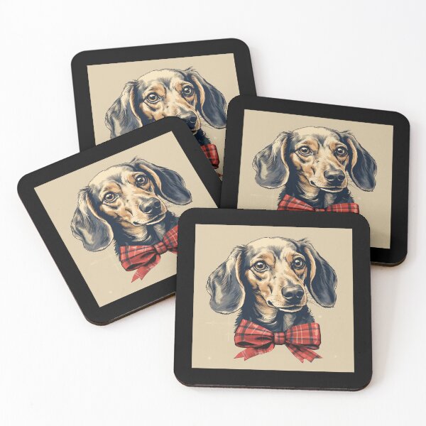 Item preview, Blue and Cream Dachshund Christmas Plaid Watercolor designed and sold by rafaeltto.