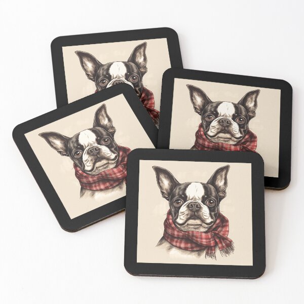 Item preview, Boston Terrier Christmas Plaid Watercolor designed and sold by rafaeltto.