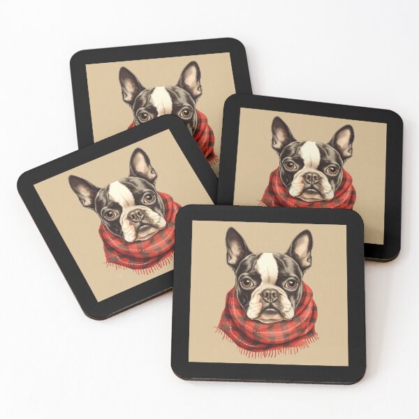 Item preview, Boston Terrier Christmas Plaid Watercolor designed and sold by rafaeltto.