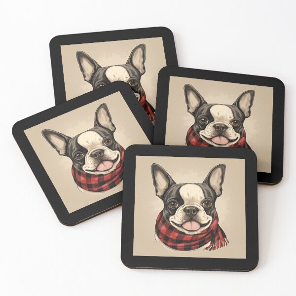 Item preview, Boston Terrier Christmas Plaid Watercolor designed and sold by rafaeltto.