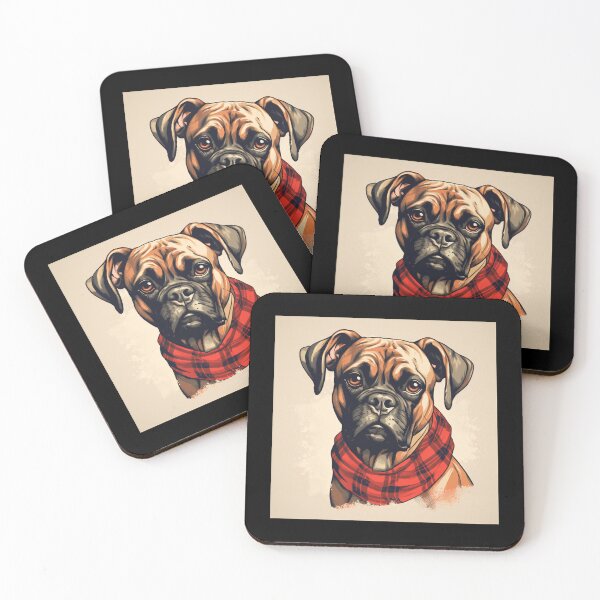 Item preview, Boxer Christmas Plaid Watercolor designed and sold by rafaeltto.
