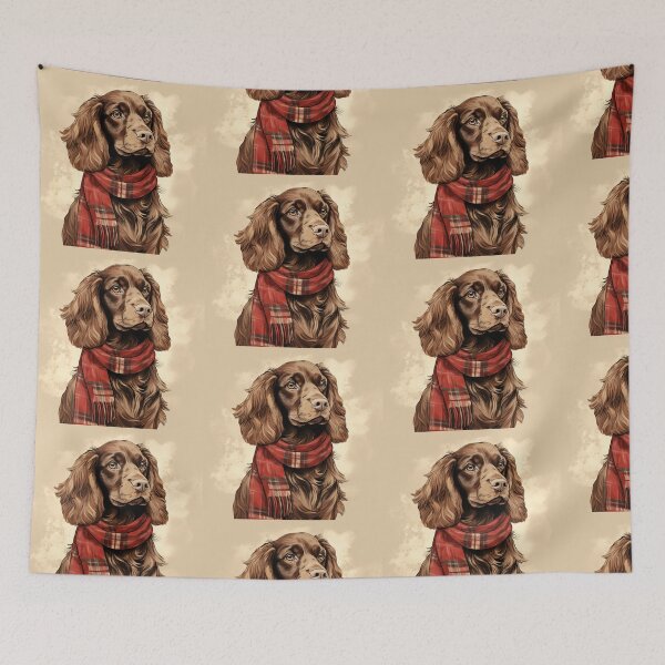 Item preview, Boykin Spaniel Christmas Plaid Watercolor designed and sold by rafaeltto.