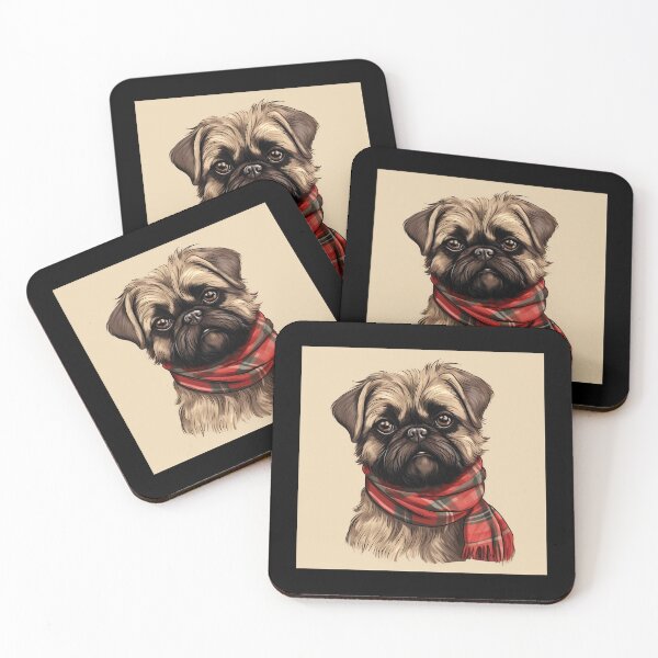 Artikelvorschau, Brussels Griffon Christmas Plaid Watercolor entworfen und verkauft von rafaeltto.