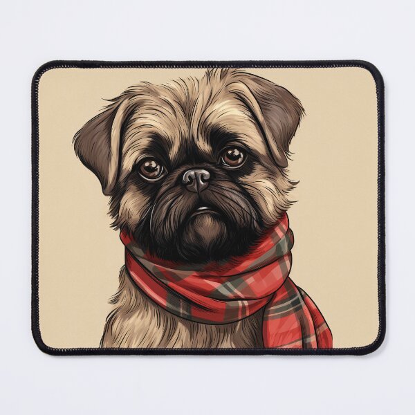 Item preview, Brussels Griffon Christmas Plaid Watercolor designed and sold by rafaeltto.
