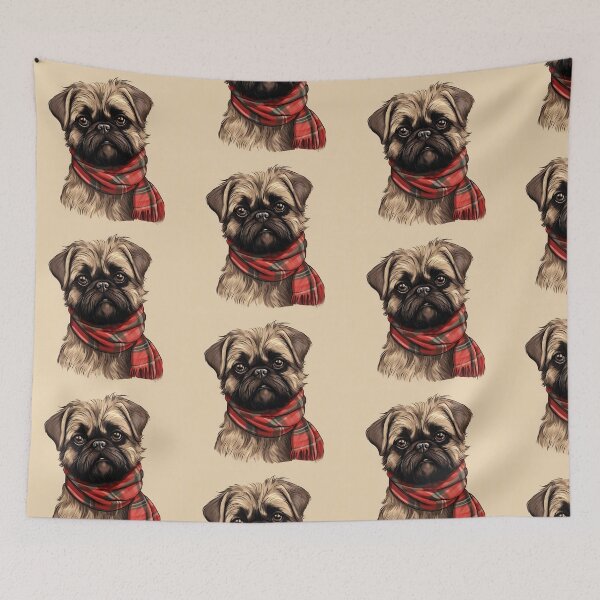 Artikelvorschau, Brussels Griffon Christmas Plaid Watercolor entworfen und verkauft von rafaeltto.