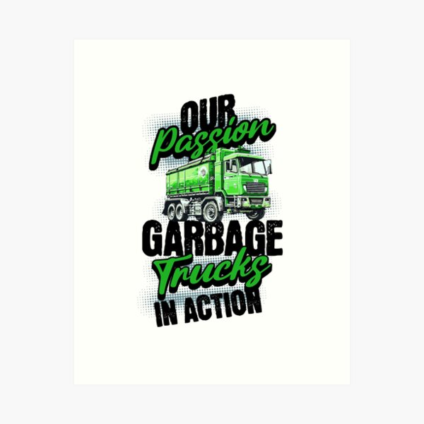 Item preview, Our passion garbage trucks in action Garbage man Retro vintage style  designed and sold by HosvPrint .s.