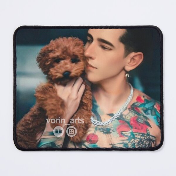 Item preview, Lenny Tavarez with his dog designed and sold by Vorin Arts.