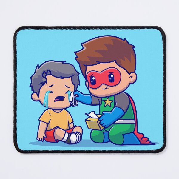 Item preview, Cute Superhero Wiping Away Tears of a Crying Kid Cartoon Vector Icon designed and sold by hjian8219.