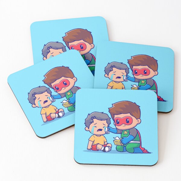 Item preview, Cute Superhero Wiping Away Tears of a Crying Kid Cartoon Vector Icon designed and sold by hjian8219.