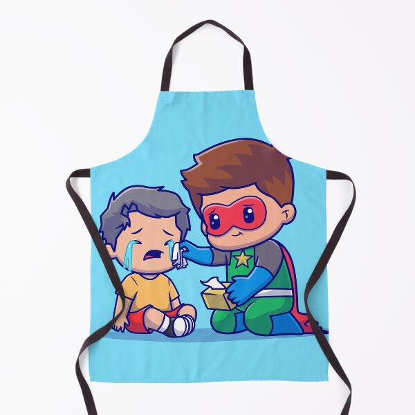 Item preview, Cute Superhero Wiping Away Tears of a Crying Kid Cartoon Vector Icon designed and sold by hjian8219.