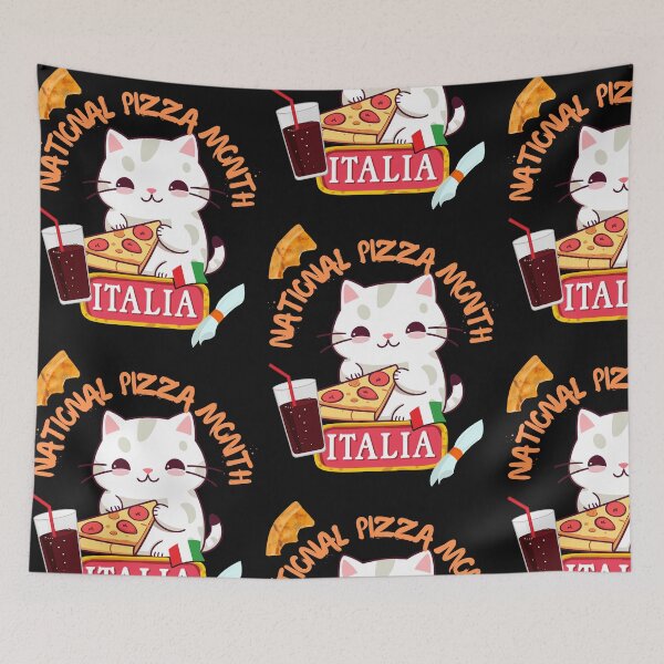 Item preview, National Pizza Month Cute Cat Colorful Design designed and sold by EarthArtDesigns.