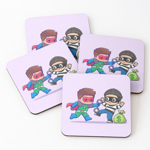 Item preview, Cute Superhero Capturing a Thief with Money Bag and Handcuffs Cartoon Vector Icon designed and sold by hjian8219.