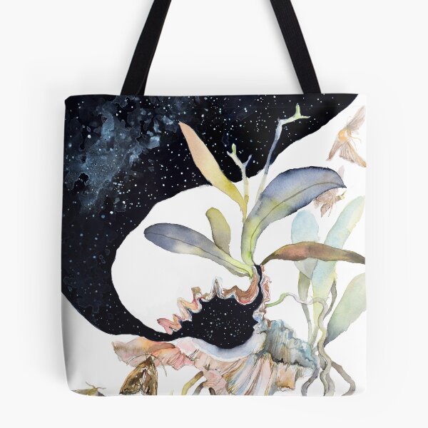 Item preview, Space Art Psychedelic Orchids Moths Sky Black and White designed and sold by thefirstgarden.