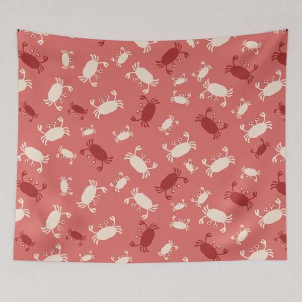 Item preview, Scandi style sea life crabs in corals and warm red designed and sold by FrancesPoff.