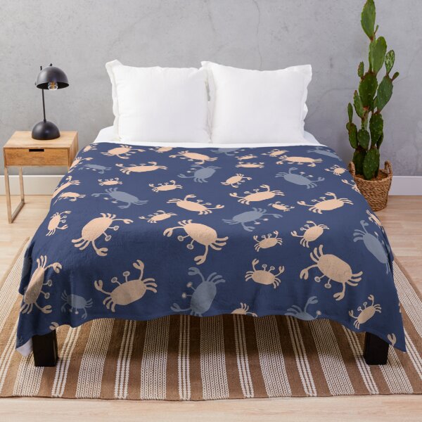Item preview, Scandi style sea life crabs in denim blues and warm neutrals designed and sold by FrancesPoff.