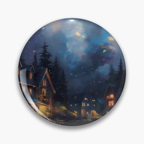Item preview, An artistic image splashing colors at night in a charming rural town. designed and sold by Natcharee.
