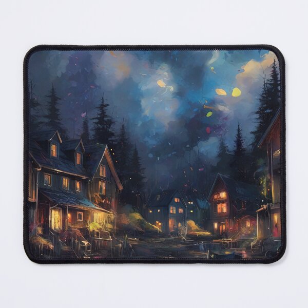Item preview, An artistic image splashing colors at night in a charming rural town. designed and sold by Natcharee.