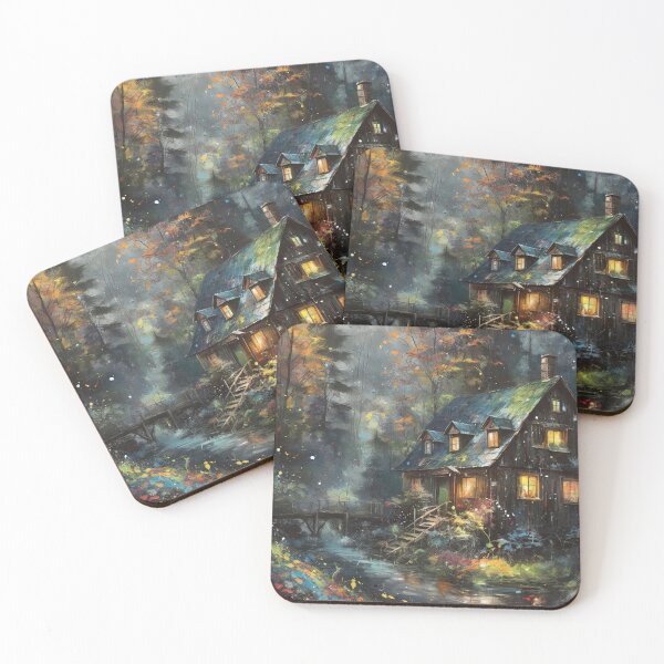 Item preview, Artistic images splashing colors on a rainy day and night in a charming rural town. designed and sold by Natcharee.