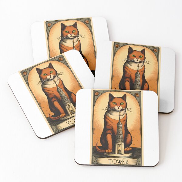 Item preview, Cat tarot The tower designed and sold by KorArtStudio.