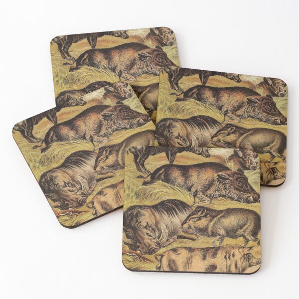 Item preview, Babyroussa - Wild Boar - Wart Hog - Domestic Hog - Vintage Chromolithograph by Hugh Craig Painting Animal Lover Gift designed and sold by ElegantTeaTime.