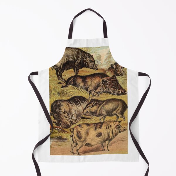 Item preview, Babyroussa - Wild Boar - Wart Hog - Domestic Hog - Vintage Chromolithograph by Hugh Craig Painting Animal Lover Gift designed and sold by ElegantTeaTime.