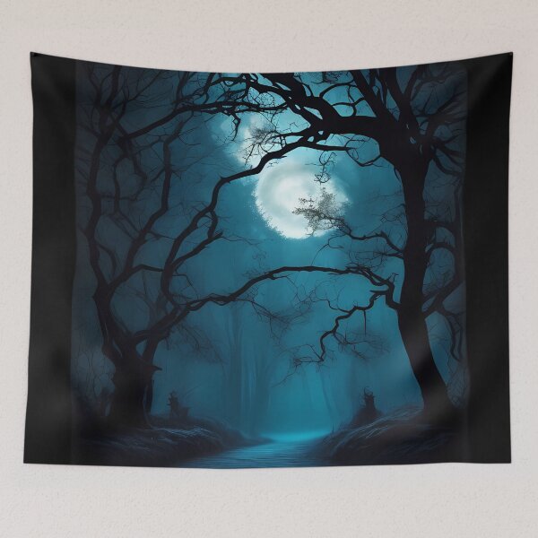 Item preview, A haunted forest at night, with a full moon designed and sold by WalterGomes.