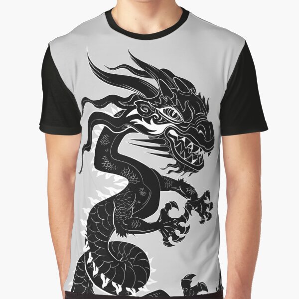 Black Dragon White Style Graphic T-Shirt