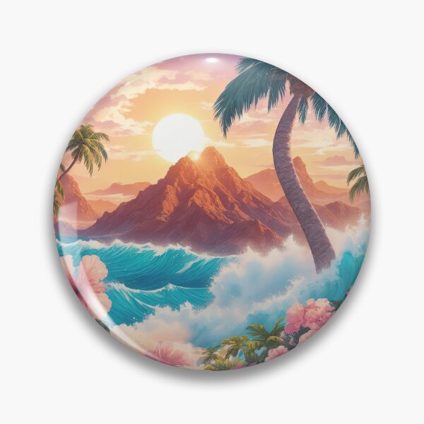 Item preview, The sea with beautiful waves is surrounded by coconut trees and flowers on the island. designed and sold by Natcharee.