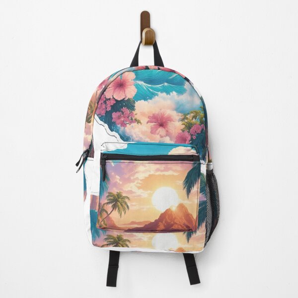 Item preview, The sea with beautiful waves is surrounded by coconut trees and flowers on the island. designed and sold by Natcharee.